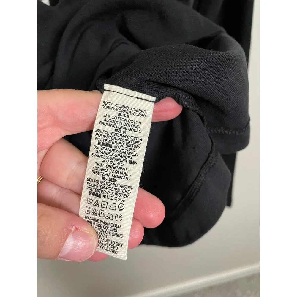 Free People Black V-Neck Open Tie Back Long Sleeve Size Small Casual Essential